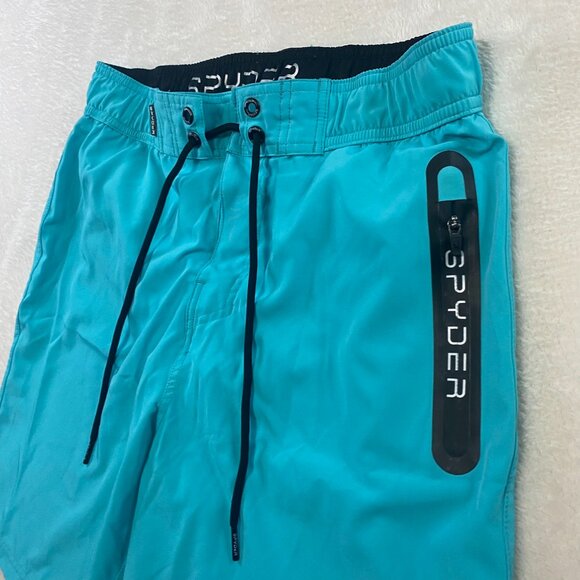 Spyder Mens Swim Trunks Shorts Size M Blue Surf Sand Swimwear Lined Stretch - Picture 2 of 11